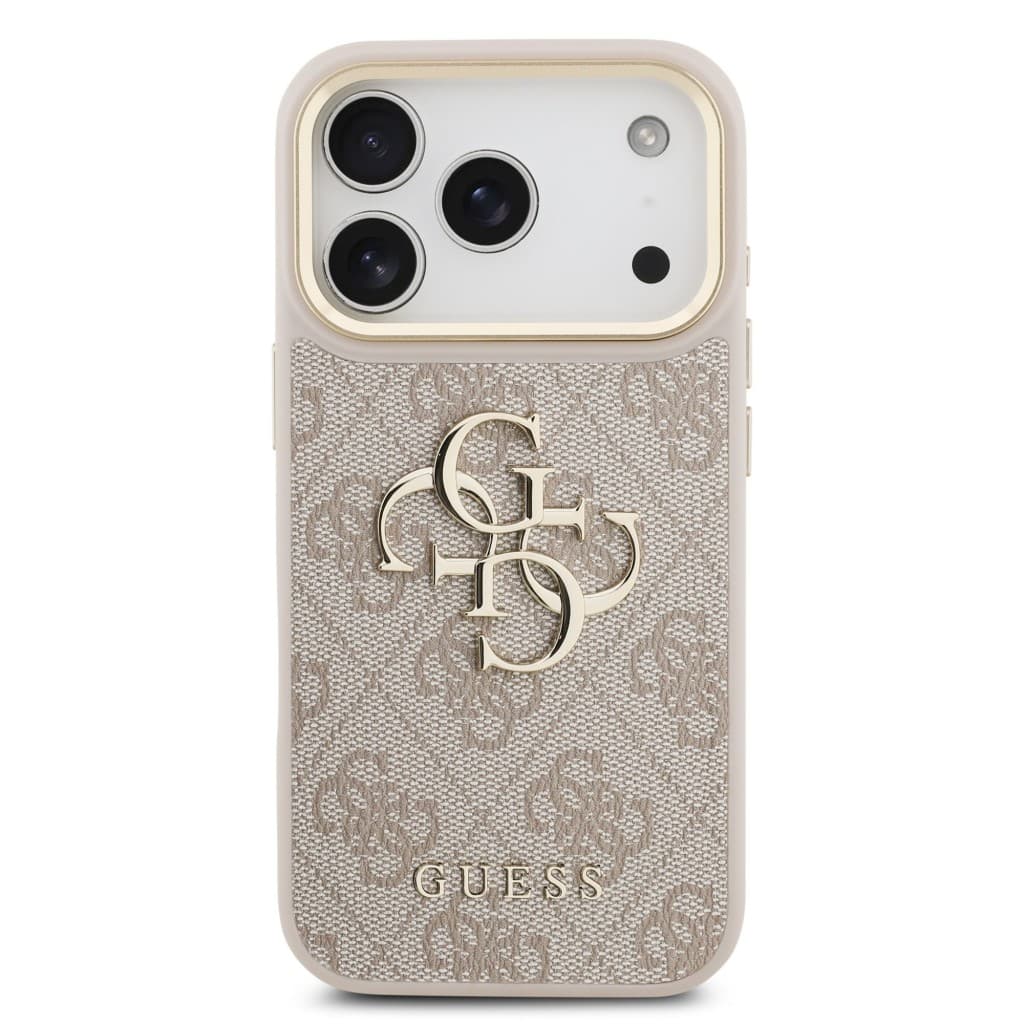 Zadní kryt Guess PU Leather 4G Metal Logo Gold Frame MagSafe pro iPhone 17 Pro Pink - náhled 3