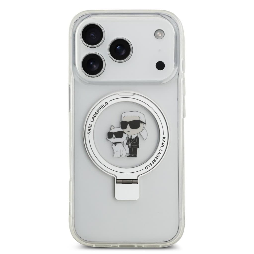 Zadní kryt Karl Lagerfeld Ringstand Karl and Choupette MagSafe pro iPhone 17 Pro White - náhled 3
