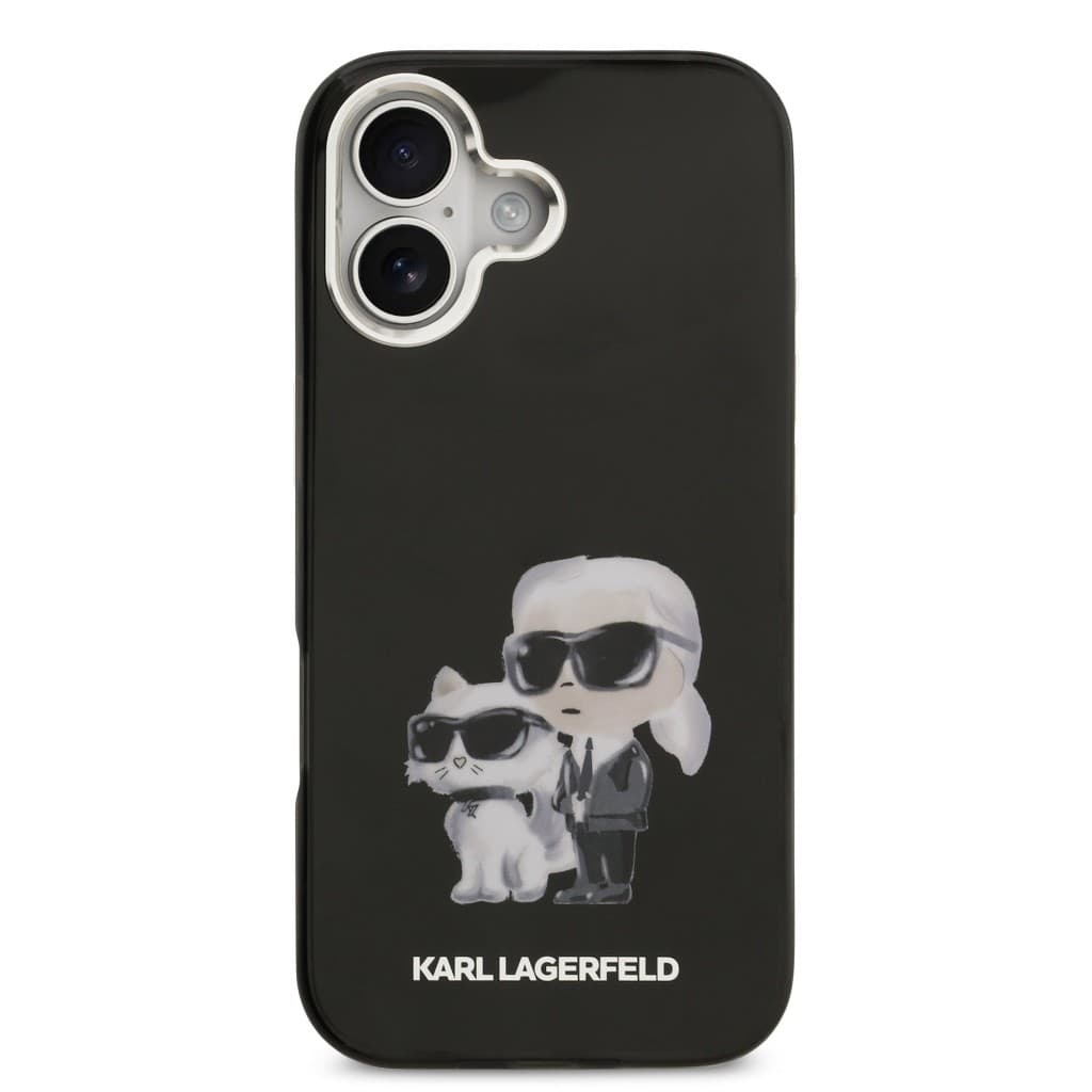 Zadní kryt Karl Lagerfeld IML Aquarelle Karl and Choupette pro iPhone 17 Black - náhled 3