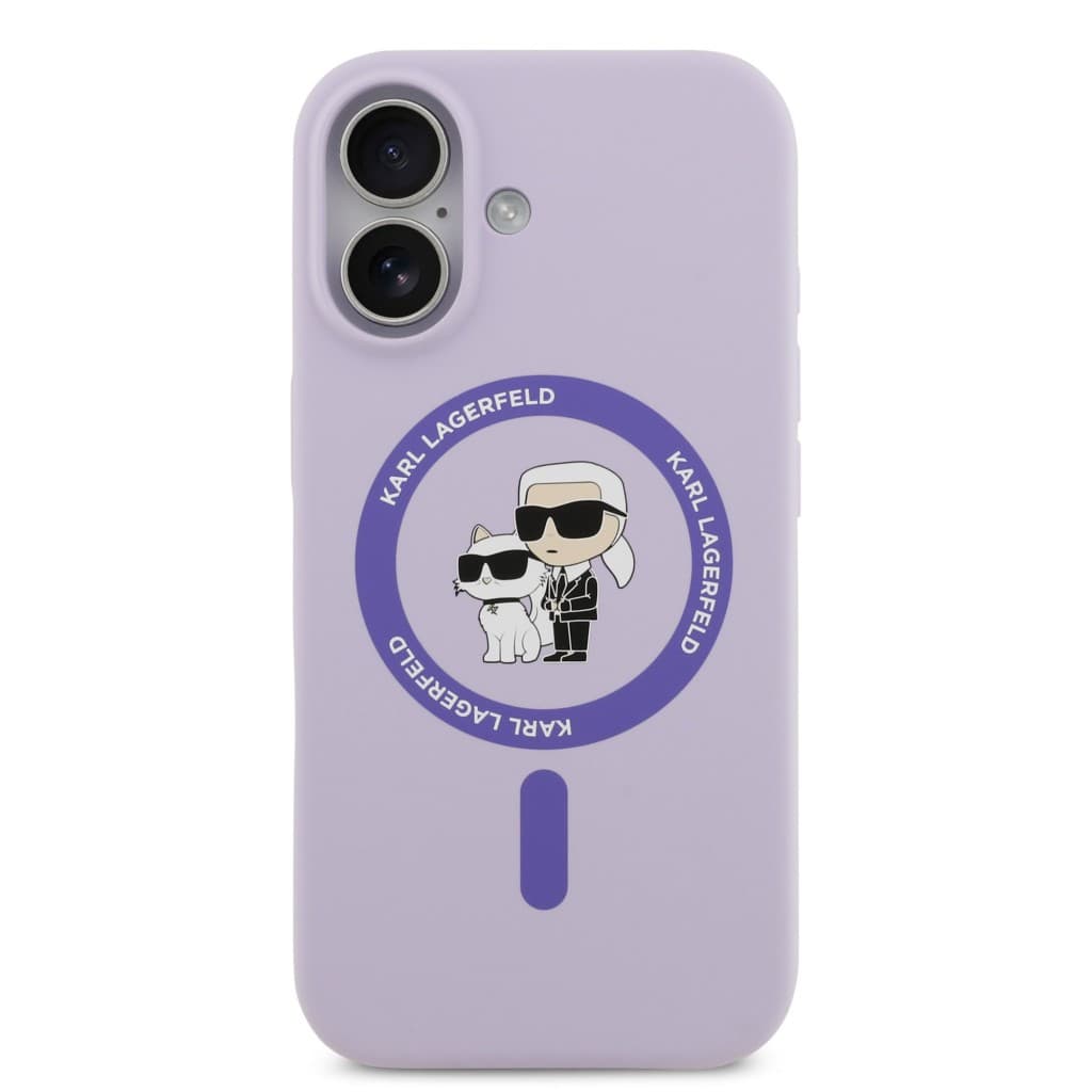 Zadní kryt Karl Lagerfeld Liquid Silicone Karl and Choupette MagSafe pro iPhone 17 Purple - náhled 3