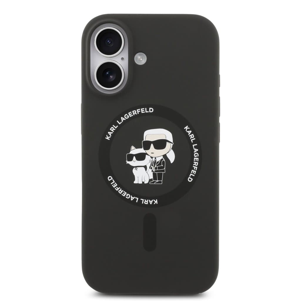 Zadní kryt Karl Lagerfeld Liquid Silicone Karl and Choupette MagSafe pro iPhone 17 Black - náhled 3