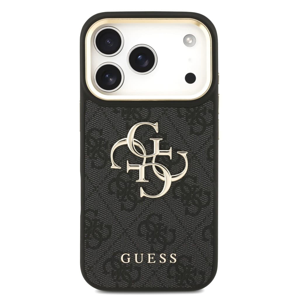 Zadní kryt Guess PU Leather 4G Metal Logo Gold Frame MagSafe pro iPhone 17 Pro Black - náhled 3