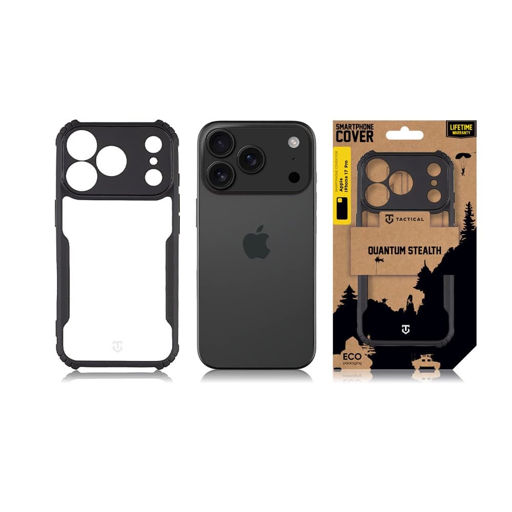 Zadní kryt Tactical Quantum Stealth pro Apple iPhone 17 Pro Clear/Black - náhled 3