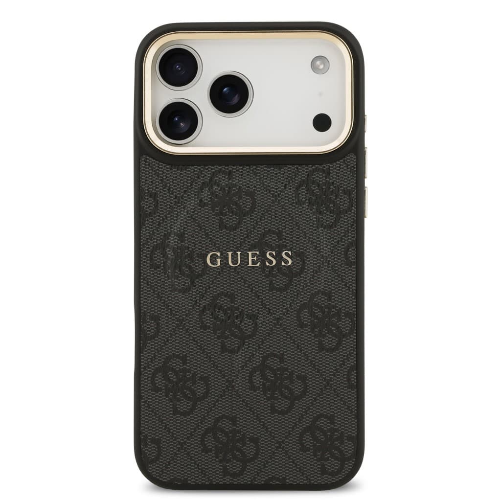 Zadní kryt Guess PU Leather 4G Gold Frame MagSafe pro iPhone 17 Pro Max Black - náhled 3