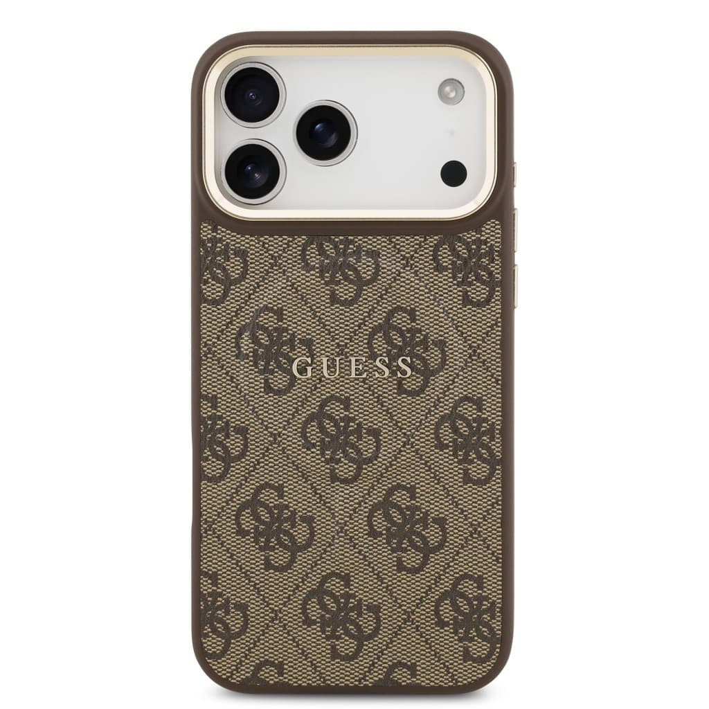 Zadní kryt Guess PU Leather 4G Gold Frame MagSafe pro iPhone 17 Pro Max Brown - náhled 3