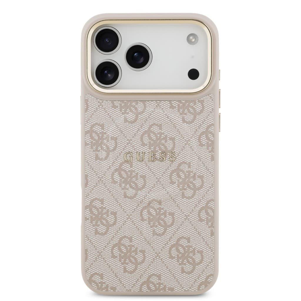 Zadní kryt Guess PU Leather 4G Gold Frame MagSafe pro iPhone 17 Pro Max Pink - náhled 3