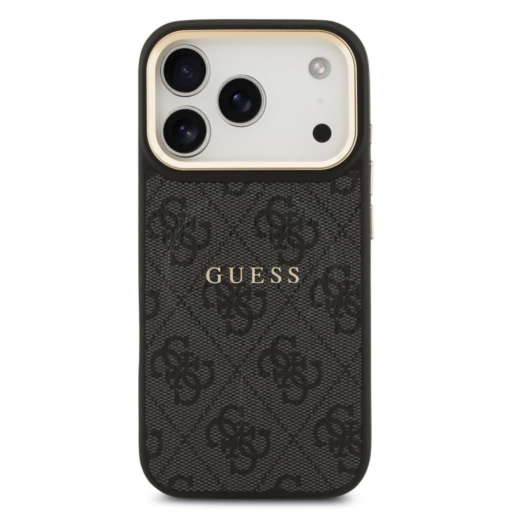 Zadní kryt Guess PU Leather 4G Gold Frame MagSafe pro iPhone 17 Pro Black - náhled 3