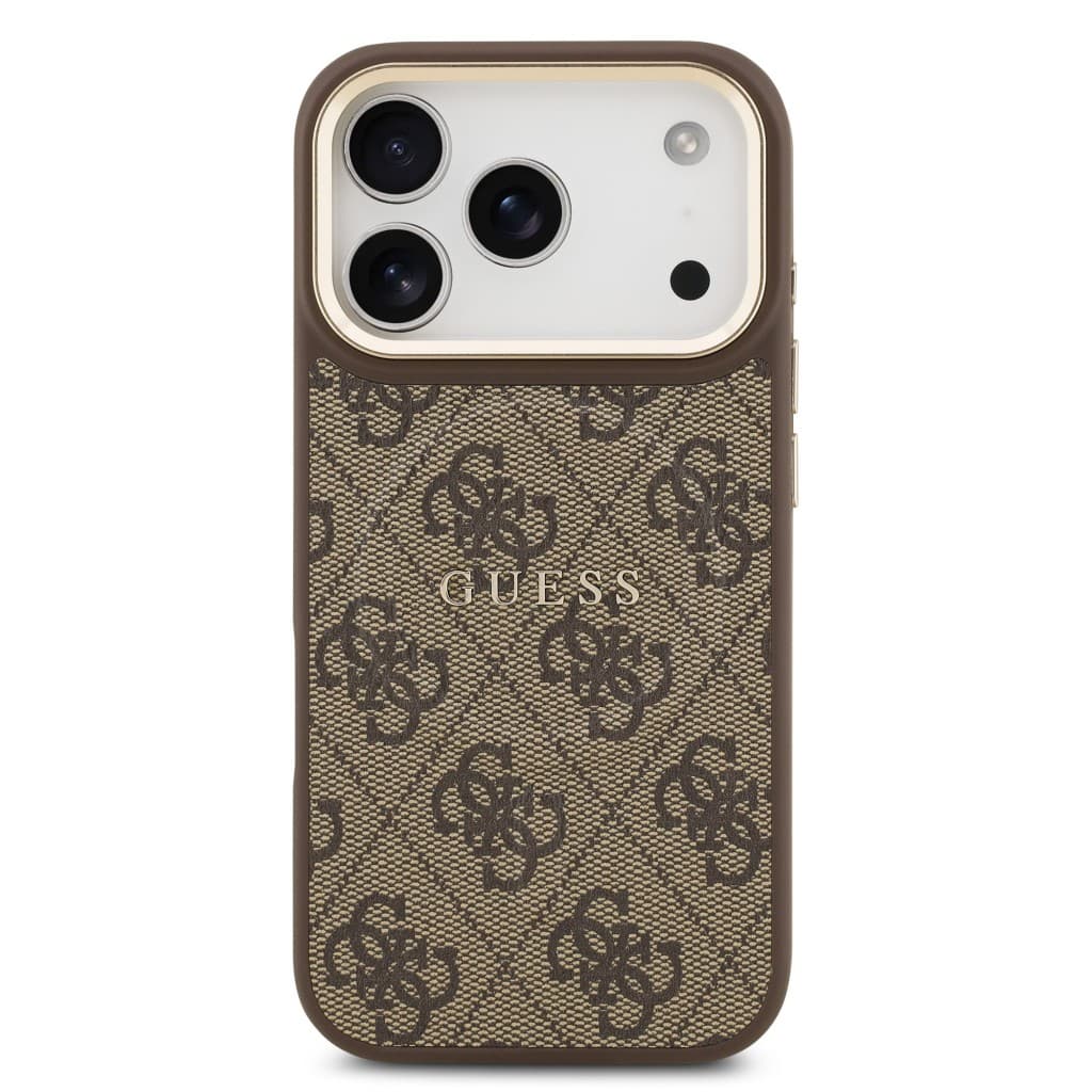 Zadní kryt Guess PU Leather 4G Gold Frame MagSafe pro iPhone 17 Pro Brown - náhled 3