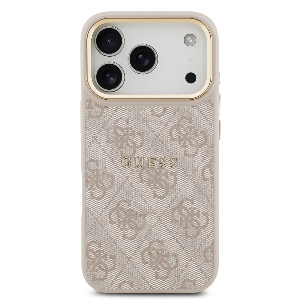 Zadní kryt Guess PU Leather 4G Gold Frame MagSafe pro iPhone 17 Pro Pink - náhled 3