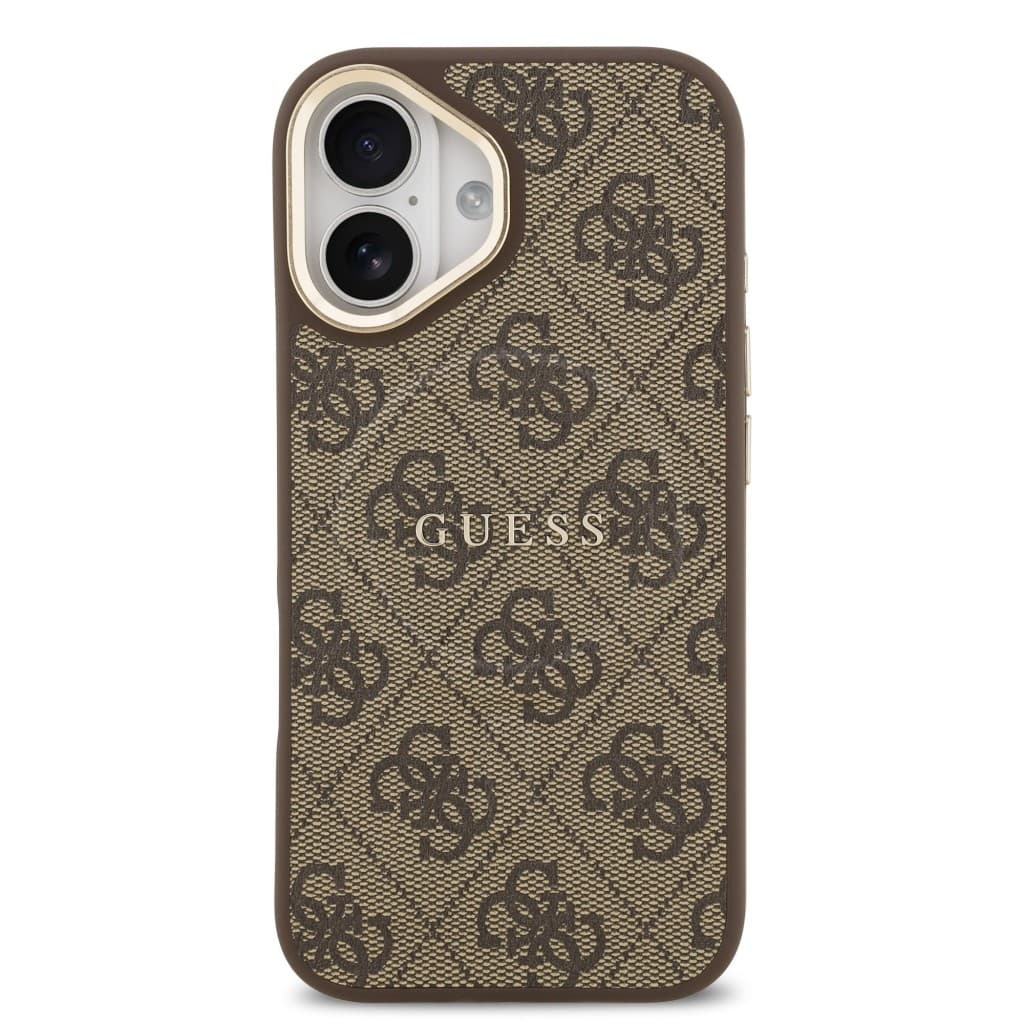 Zadní kryt Guess PU Leather 4G Gold Frame MagSafe pro iPhone 17 Brown - náhled 3
