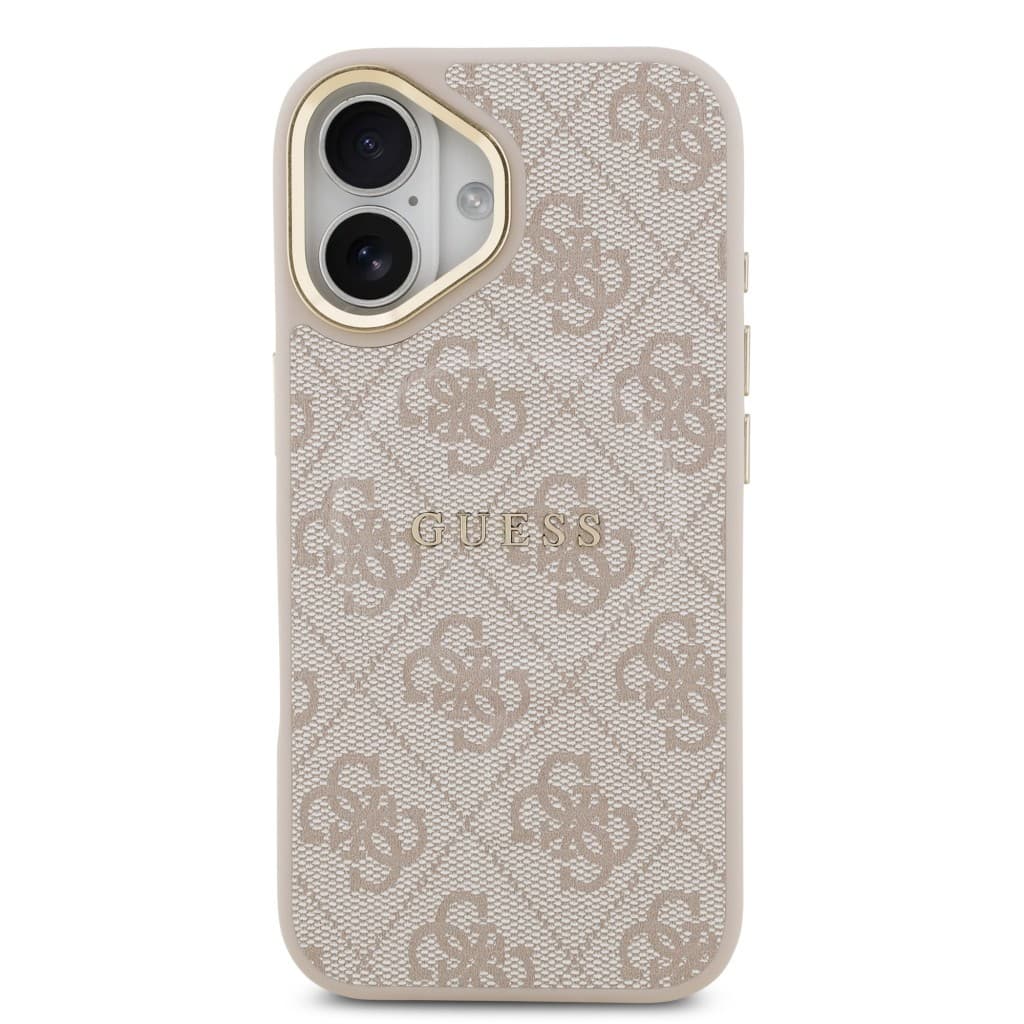 Zadní kryt Guess PU Leather 4G Gold Frame MagSafe pro iPhone 17 Pink - náhled 3