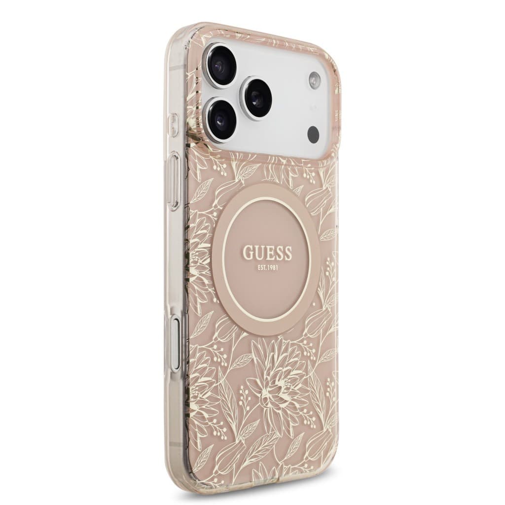 Zadní kryt Guess IML Flowers Allover Strap MagSafe pro iPhone 17 Pro Max Pink - náhled 3