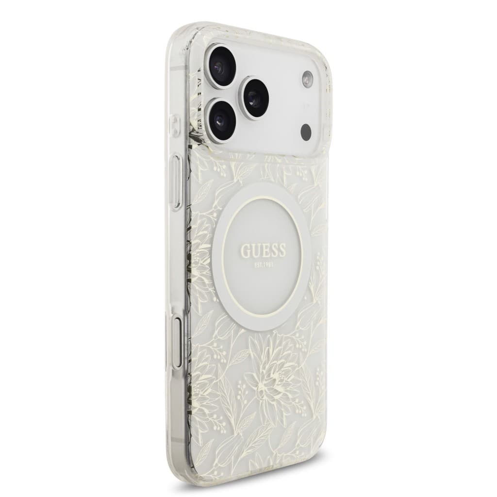 Zadní kryt Guess IML Flowers Allover Strap MagSafe pro iPhone 17 Pro Max White - náhled 3