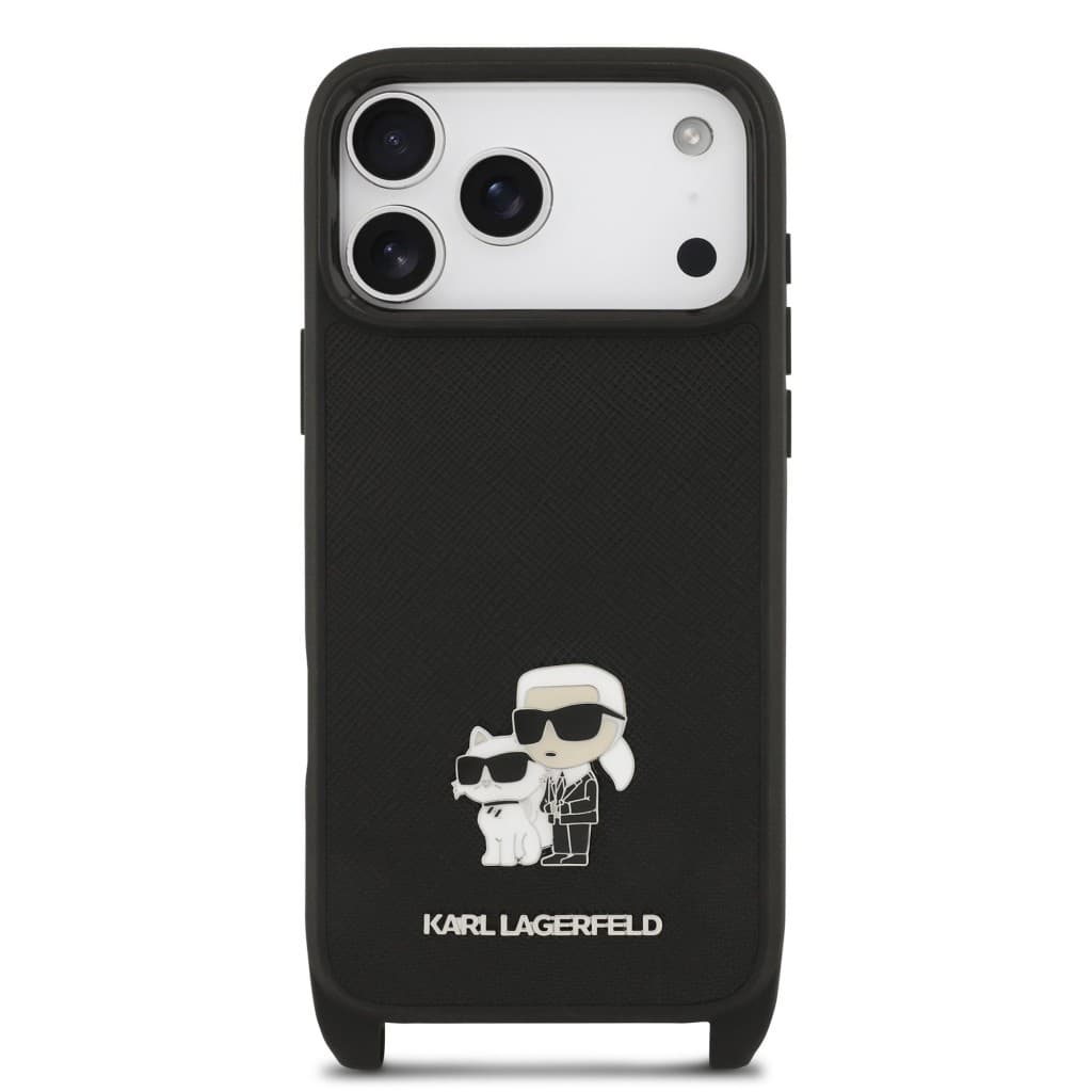 Zadní kryt Karl Lagerfeld Saffiano Crossbody Popruh Metal Karl and Choupette pro iPhone 17 Pro Max Black - náhled 3