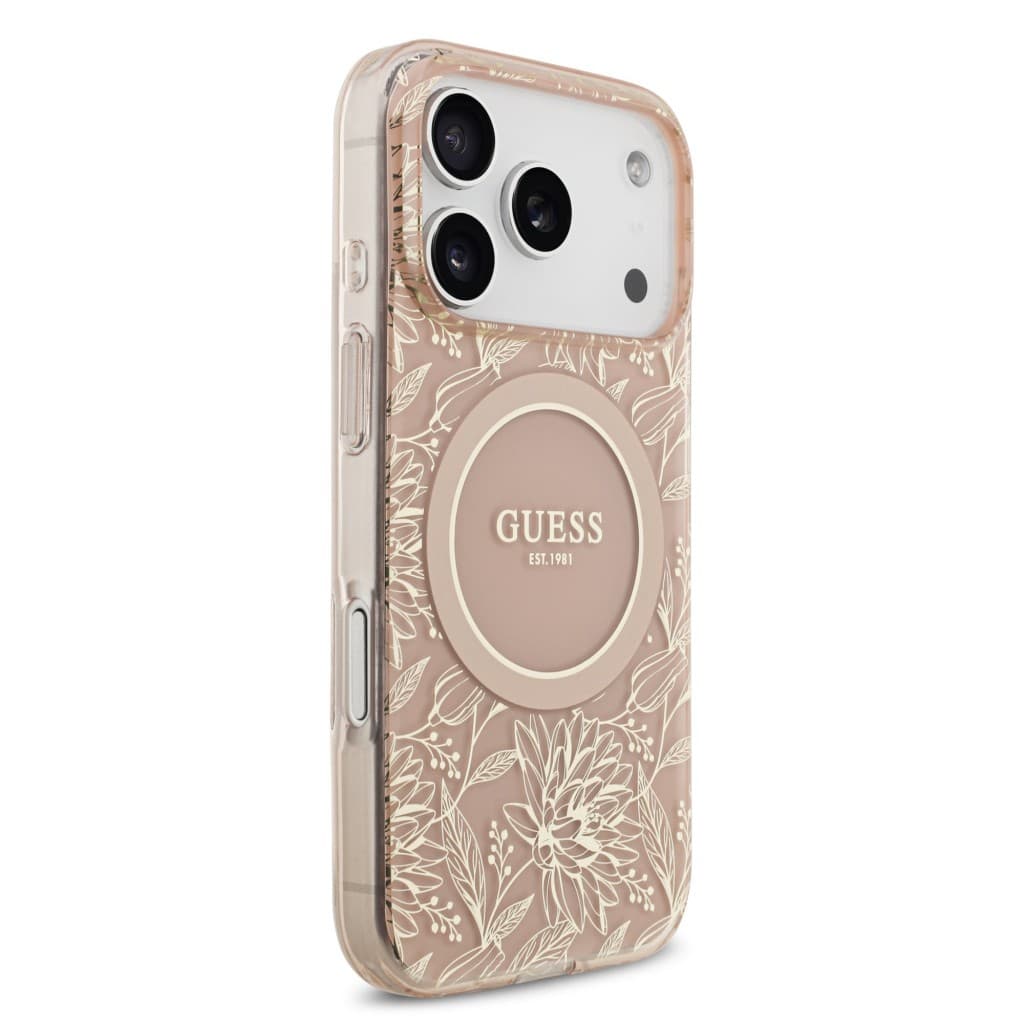 Zadní kryt Guess IML Flowers Allover Strap MagSafe pro iPhone 17 Pro Pink - náhled 3
