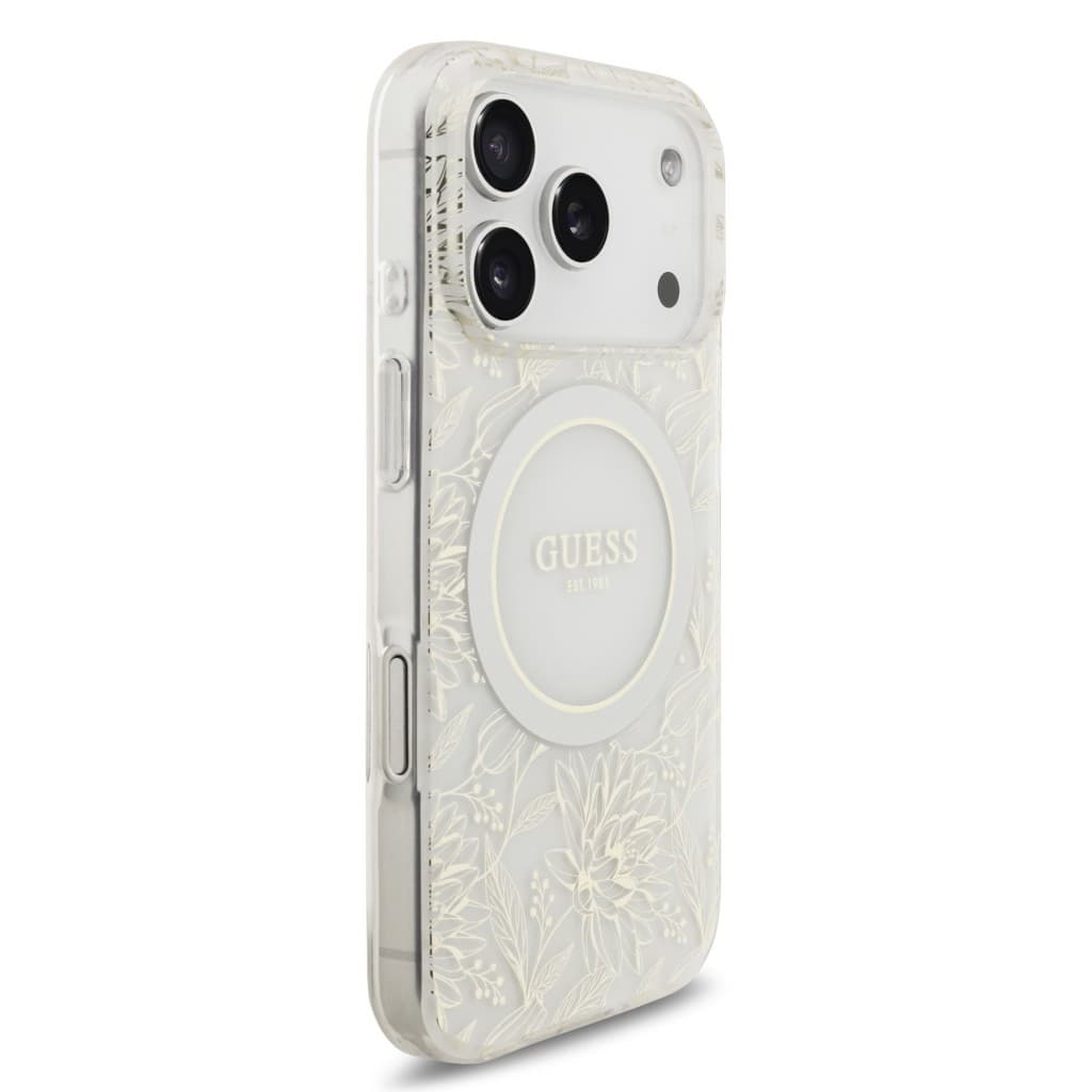 Zadní kryt Guess IML Flowers Allover Strap MagSafe pro iPhone 17 Pro White - náhled 3