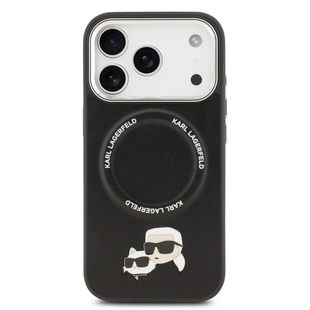 Zadní kryt Karl Lagerfeld PU Karl and Choupette Heads Pins MagSafe pro iPhone 17 Pro Black - náhled 3