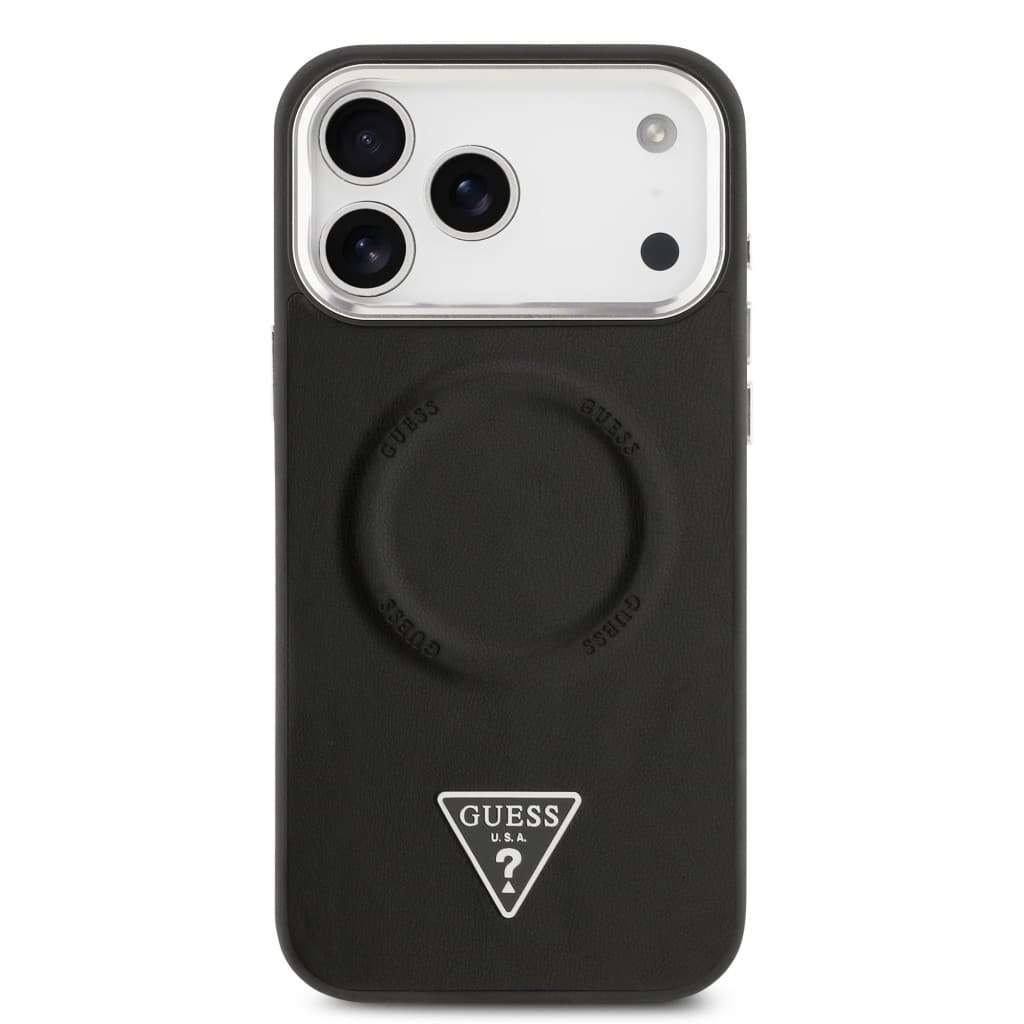 Zadní kryt Guess PU Leather Triangle Logo MagSafe pro iPhone 17 Pro Black - náhled 3