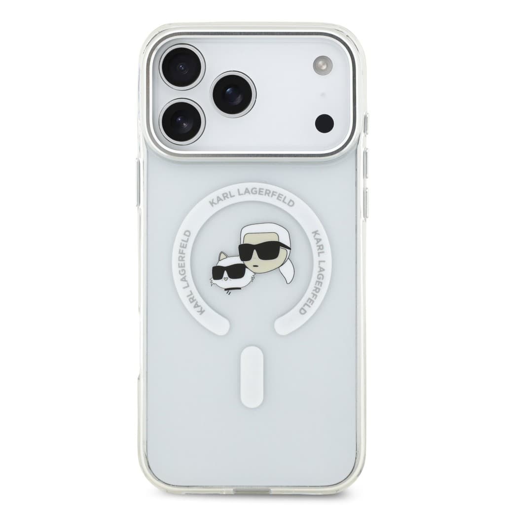 Zadní kryt Karl Lagerfeld IML K&amp;CH Heads Metal Frame MagSafe pro iPhone 17 Pro Max Transparent - náhled 3