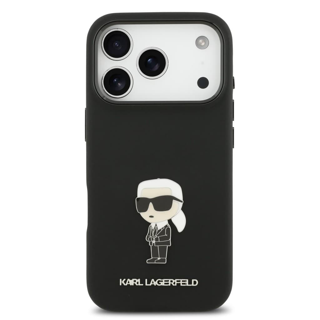 Zadní kryt Karl Lagerfeld Liquid Silicone Metal Ikonik pro iPhone 17 Pro Black - náhled 3