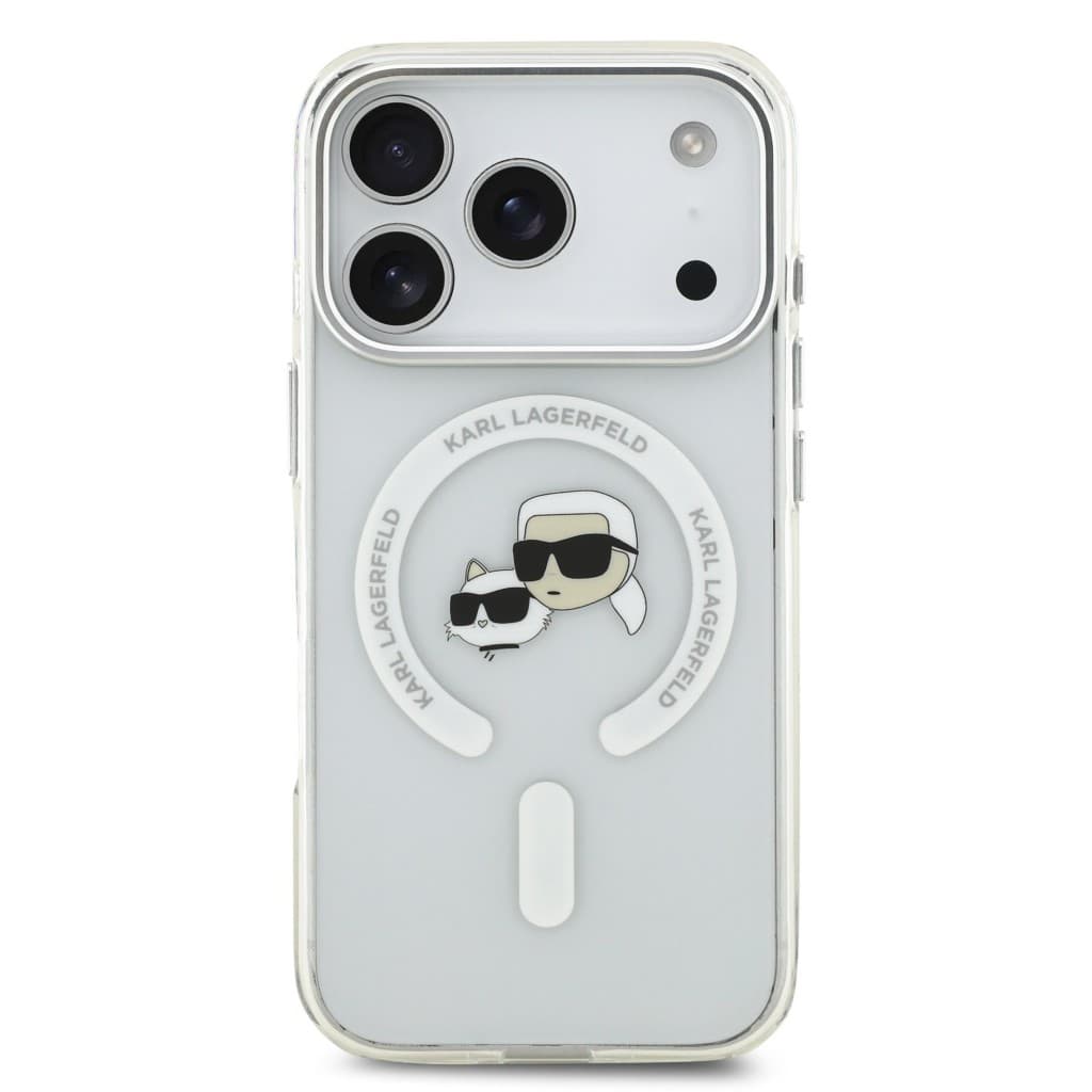 Zadní kryt Karl Lagerfeld IML K&amp;CH Heads Metal Frame MagSafe pro iPhone 17 Pro Transparent - náhled 3