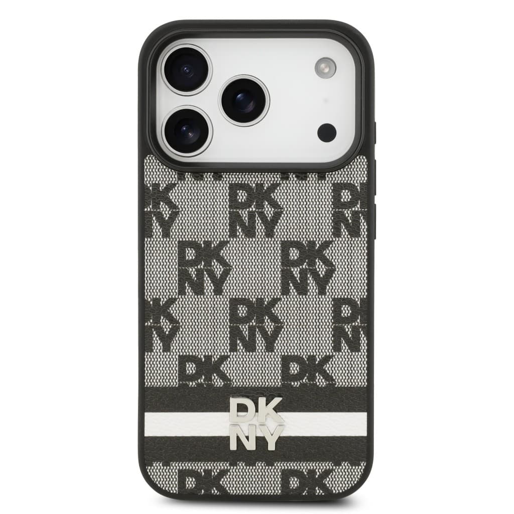 Zadní kryt DKNY PU Leather Checkered Pattern and Stripe pro iPhone 17 Pro Black - náhled 3