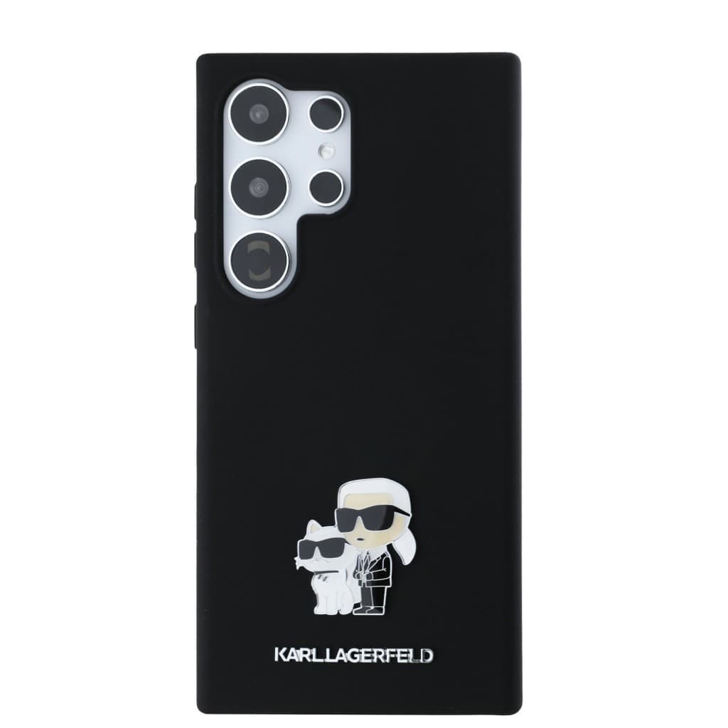 Zadní kryt Karl Lagerfeld Liquid Silicone Metal Karl and Choupette pro Samsung Galaxy S24 Ultra Black - náhled 3
