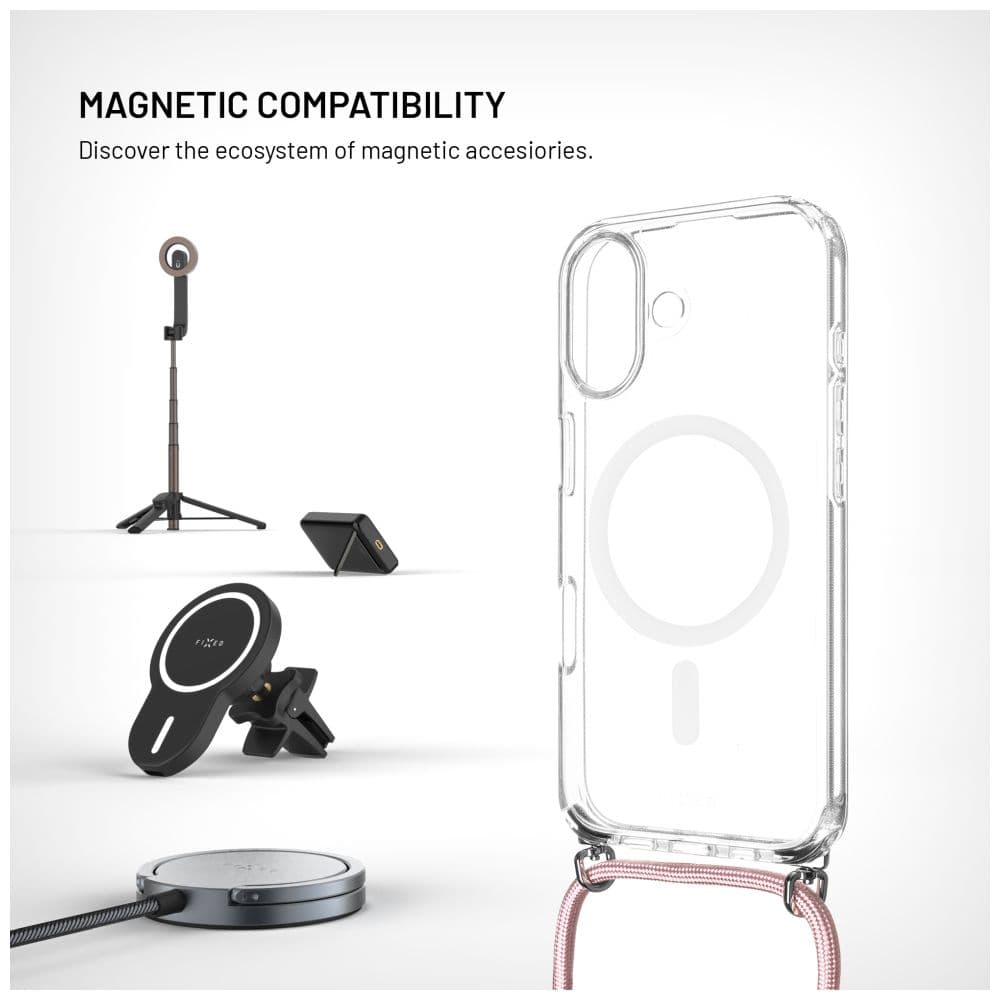 Pouzdro FIXED MagPure Neck s růžovou šňůrkou na krk pro Apple iPhone 17 - náhled 3