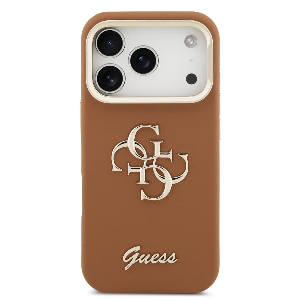 Zadní kryt Guess PU Grained 4G Logo Stand Camera Frame pro iPhone 17 Pro Brown - náhled 3