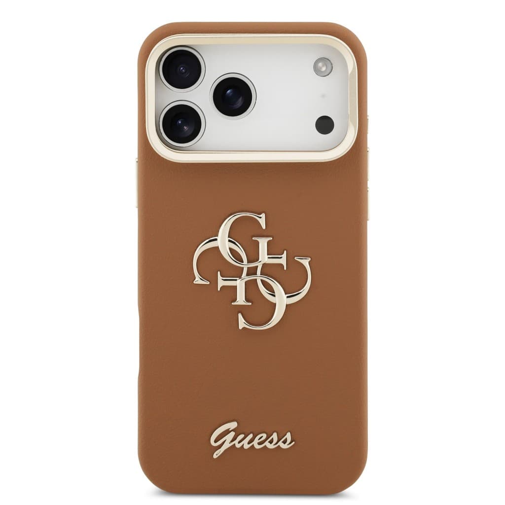 Zadní kryt Guess PU Grained 4G Logo Stand Camera Frame pro iPhone 17 Pro Max Brown - náhled 3