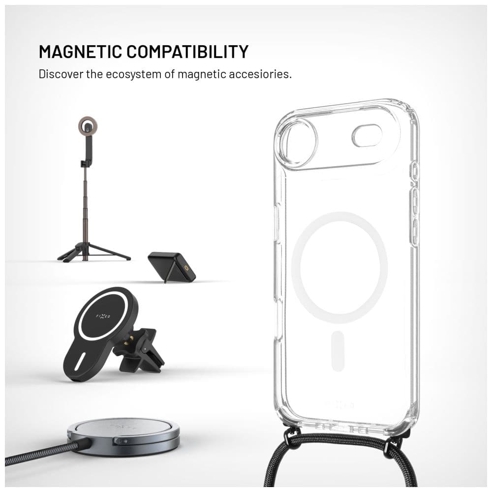 Zadní kryt FIXED MagPure Neck s černou šňůrkou na krk pro Apple iPhone Air - náhled 3