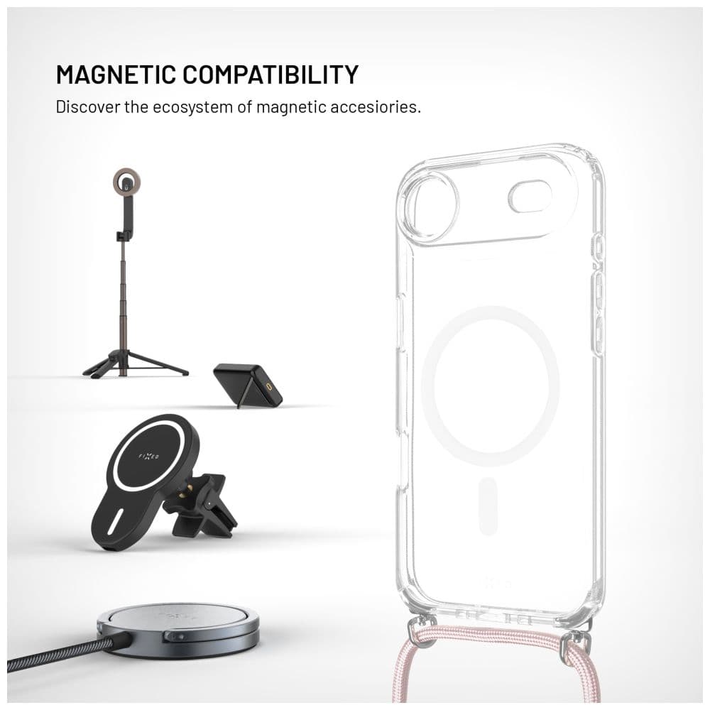 Zadní kryt FIXED MagPure Neck s růžovou šňůrkou na krk pro Apple iPhone Air - náhled 3