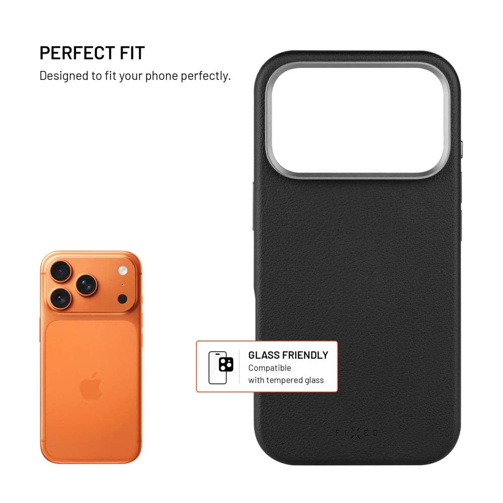 Kryt FIXED MagLeather pro Apple iPhone 17 Pro, z veganské kůže s podporou MagSafe, černý - náhled 3