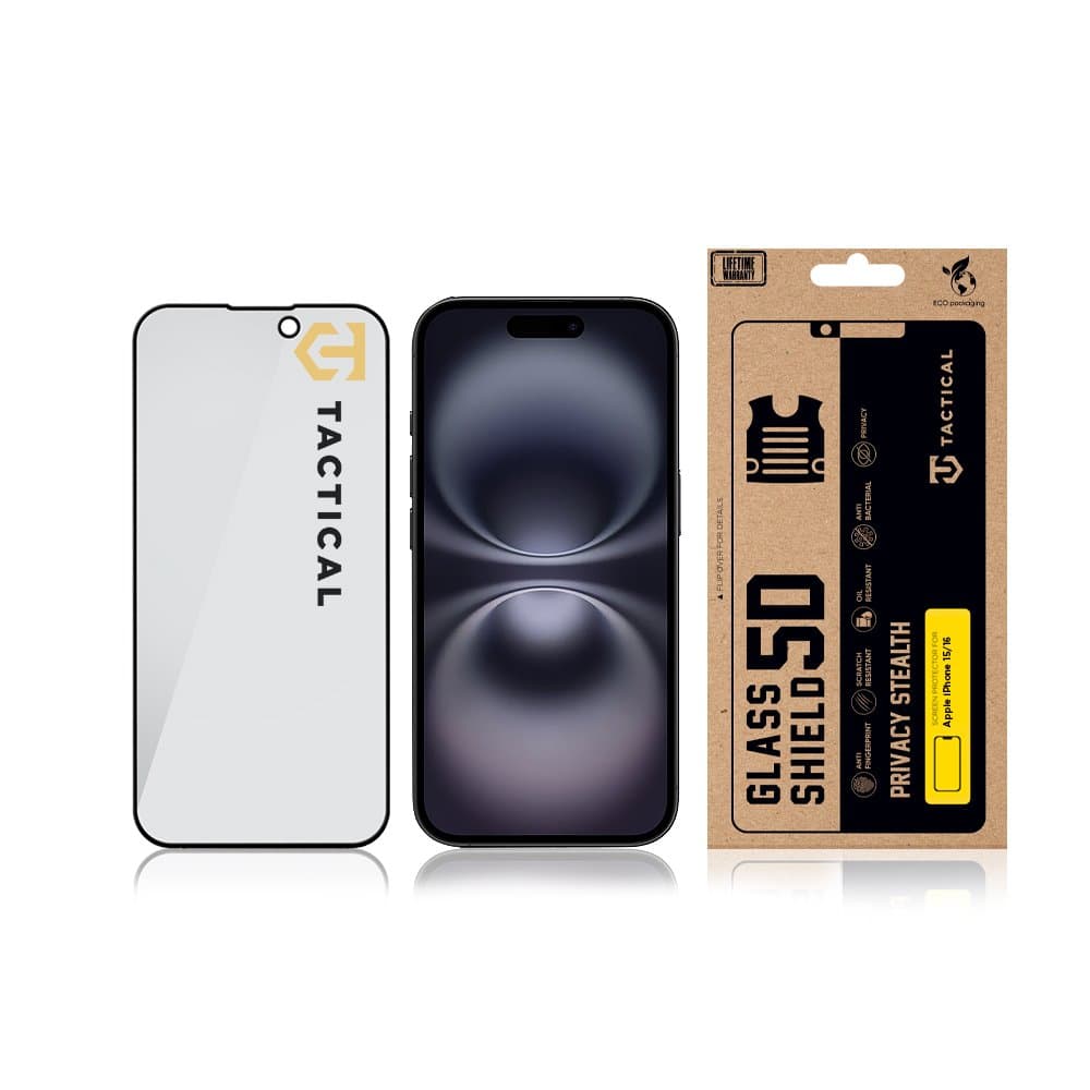 Tvrzené sklo Tactical Glass Shield Privacy Stealth 5D pro Apple iPhone 15-16 Black - náhled 3