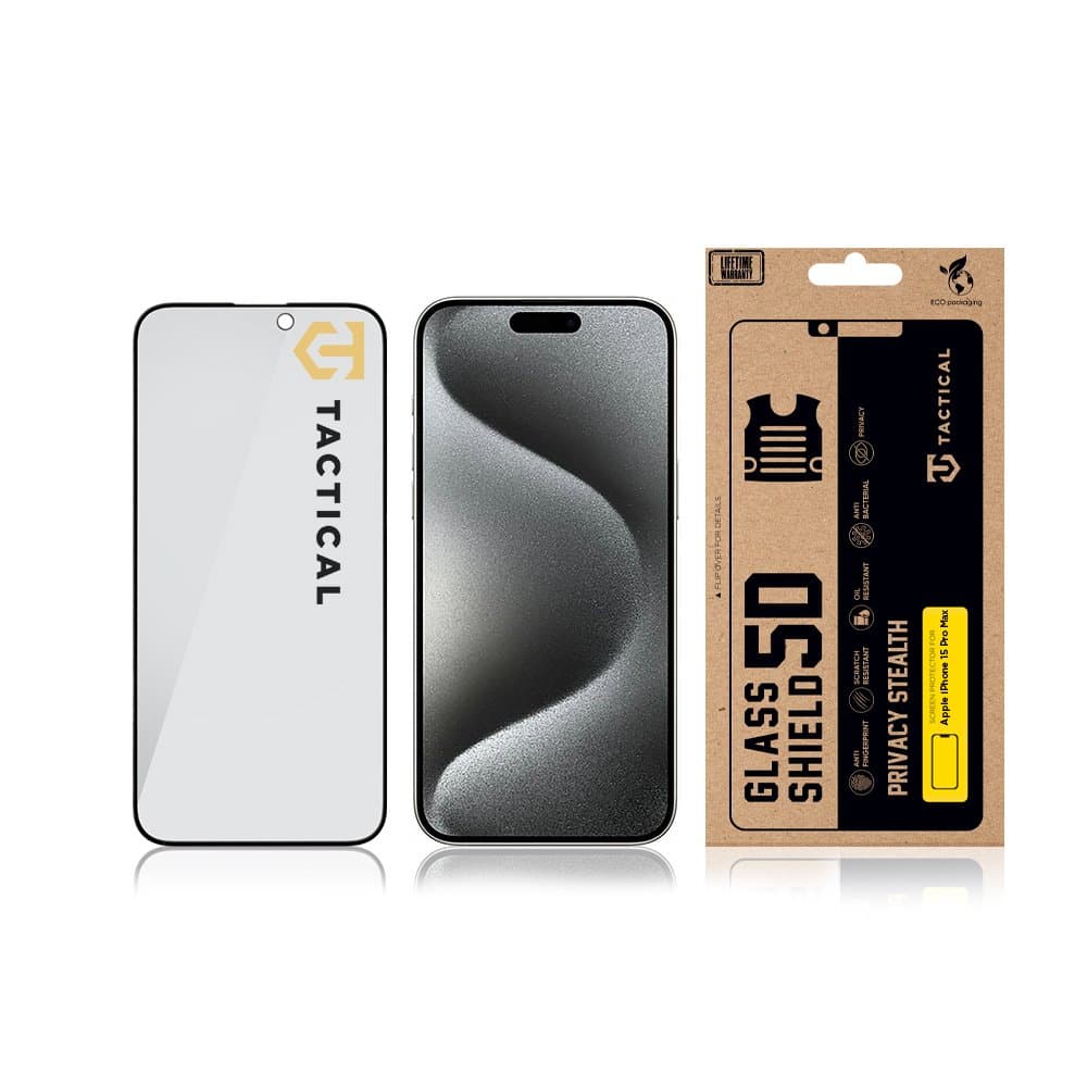Tvrzené sklo Tactical Glass Shield Privacy Stealth 5D pro Apple iPhone 15 Pro Max Black - náhled 3
