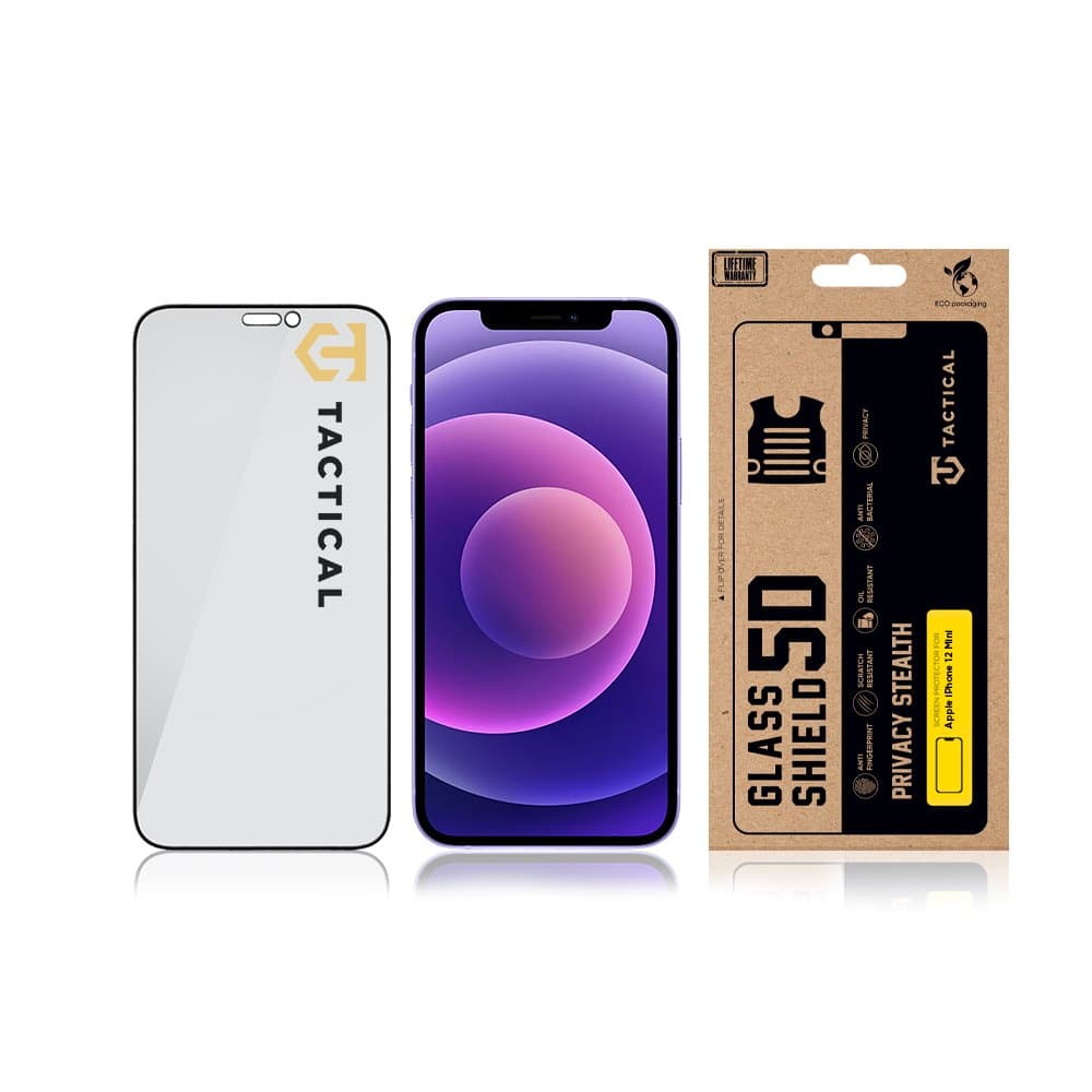 Tvrzené sklo Tactical Glass Shield Privacy Stealth 5D pro Apple iPhone 12 Mini Black - náhled 3