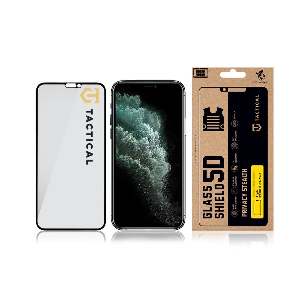 Tvrzené sklo Tactical Glass Shield Privacy Stealth 5D pro Apple iPhone 11 Pro-XS-X Black - náhled 3