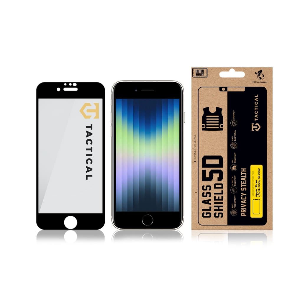 Tvrzené sklo Tactical Glass Shield Privacy Stealth 5D pro Apple iPhone SE 2020-SE 2022-8-7 Black - náhled 3