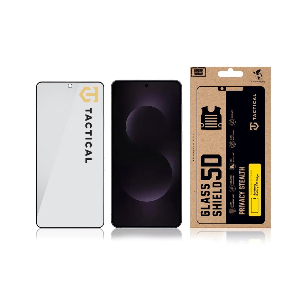 Tvrzené sklo Tactical Glass Shield Privacy Stealth 5D pro Samsung Galaxy S25 Edge Black - náhled 3