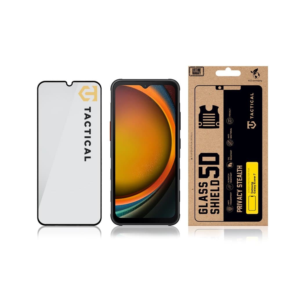 Tvrzené sklo Tactical Glass Shield Privacy Stealth 5D pro Samsung Galaxy Xcover 7 Black - náhled 3