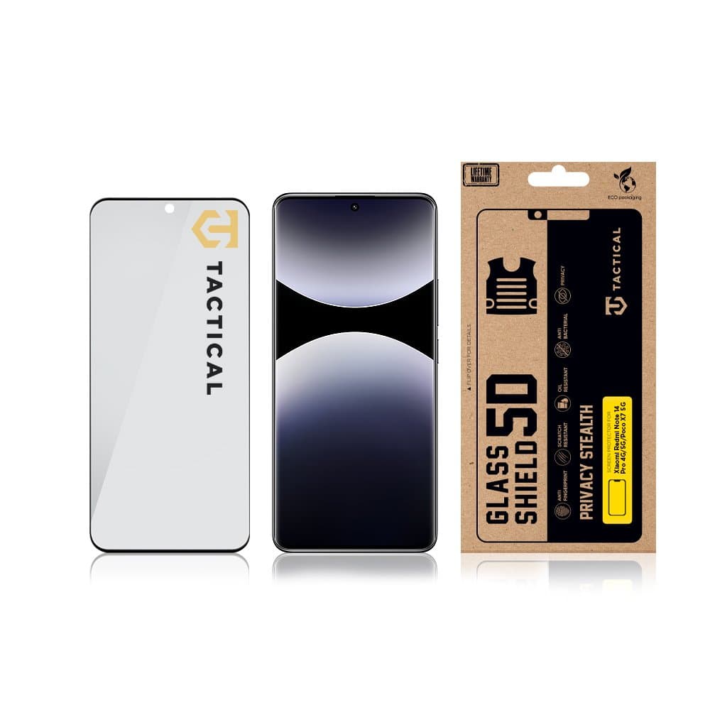 Tvrzené sklo Tactical Glass Shield Privacy Stealth 5D pro Xiaomi Redmi Note 14 Pro 4G-5G-Poco X7 5G Black - náhled 3