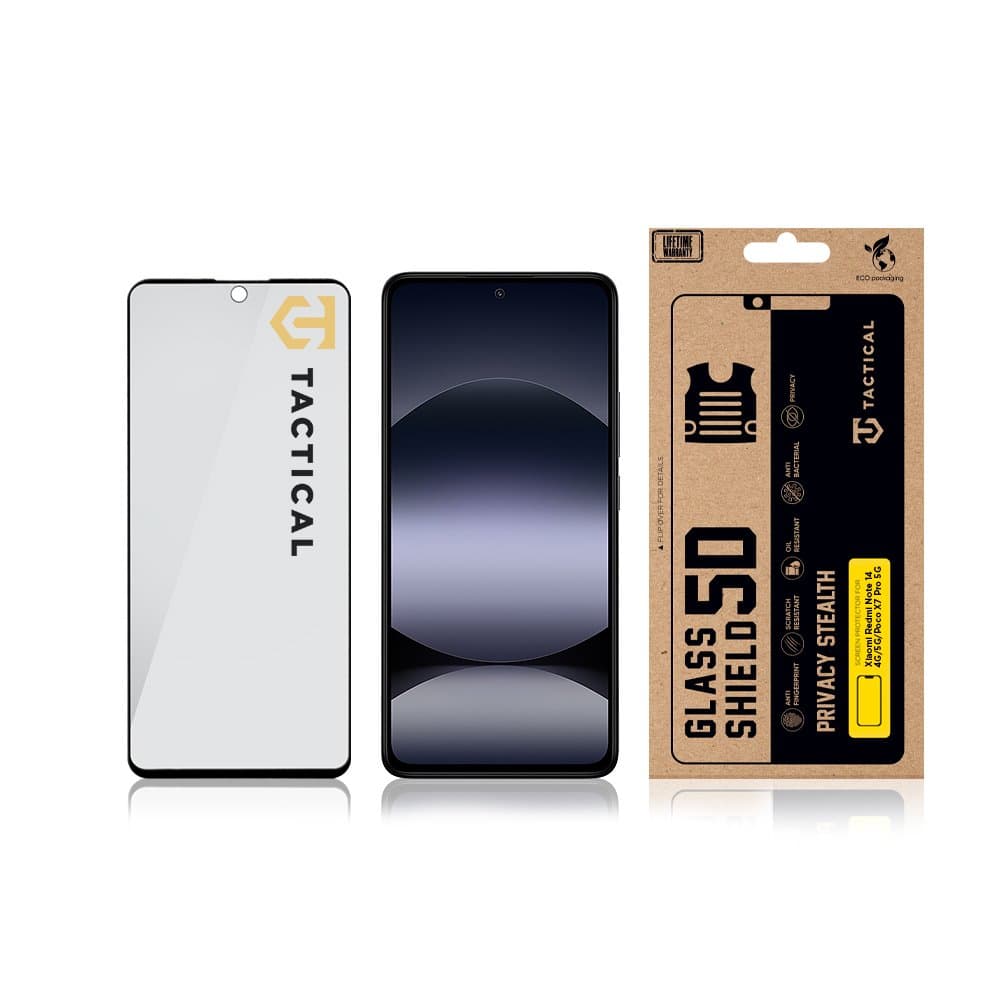 Tvrzené sklo Tactical Glass Shield Privacy Stealth 5D pro Xiaomi Redmi Note 14 4G-5G-Poco X7 Pro 5G Black - náhled 3