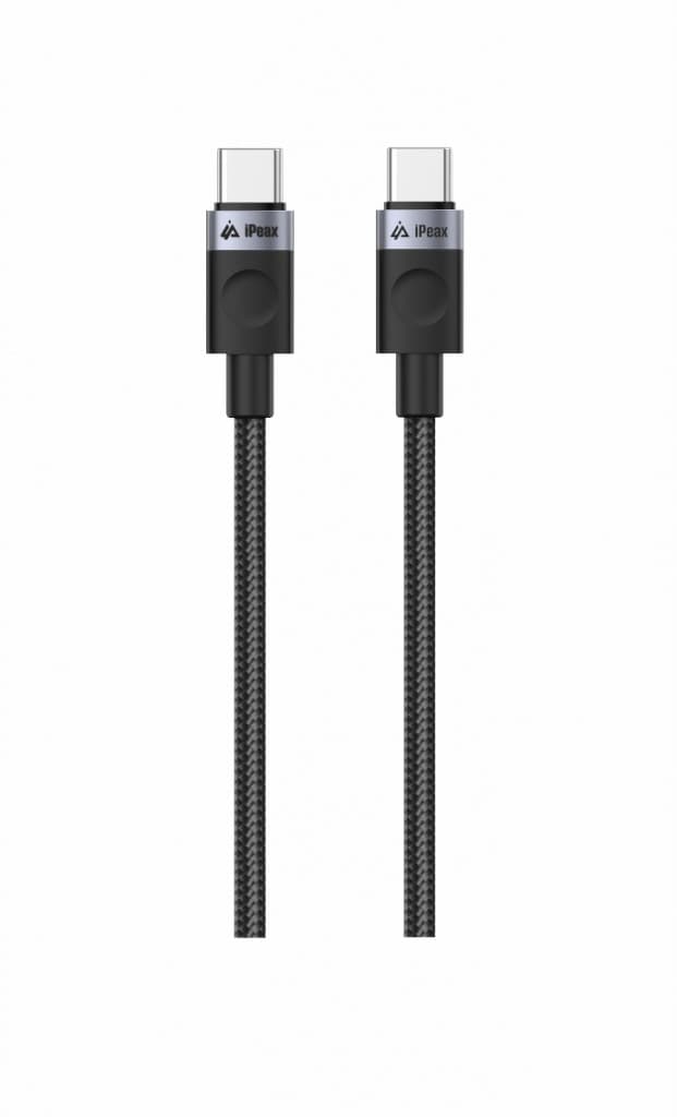 Textilní kabel iPeax USB-C - USB-C 1m, USB 2.0 černý - náhled 3