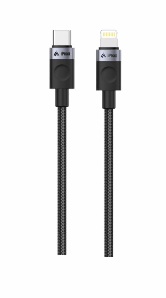 Textilní kabel iPeax USB-C - Lightning 1m, USB 2.0 černý - náhled 3