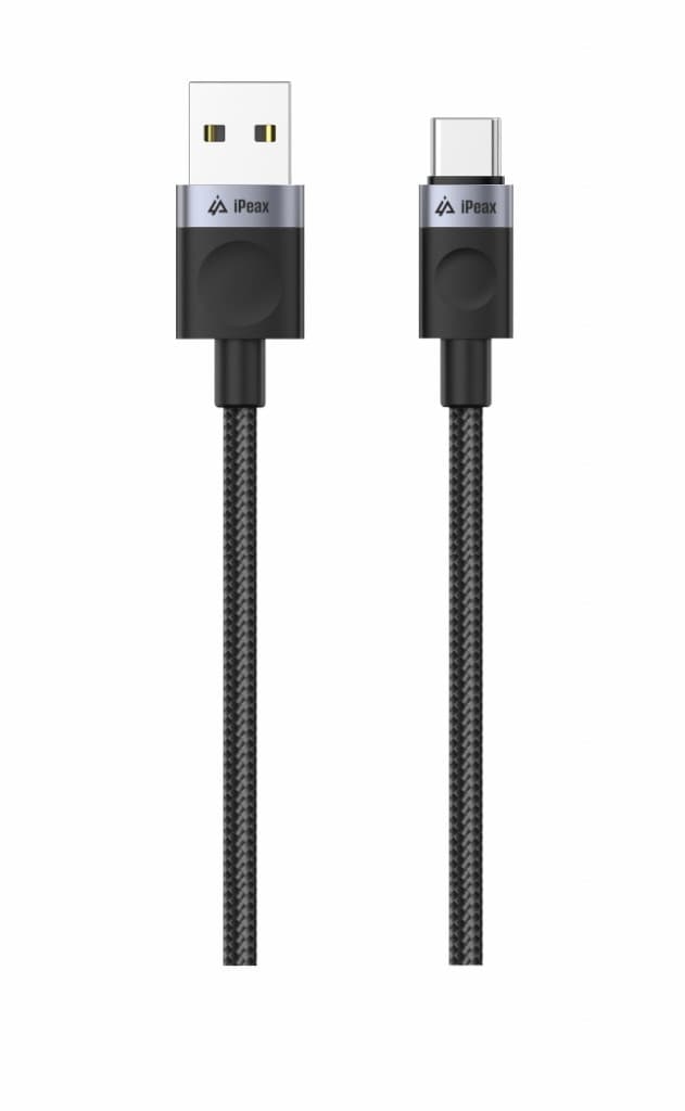 Textilní kabel iPeax USB-A - USB-C 1m, USB 2.0 černý - náhled 3