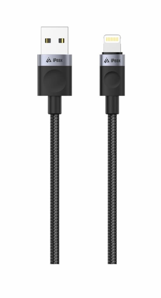 Textilní kabel iPeax USB-A - Lightning 1m, USB 2.0 černý - náhled 3