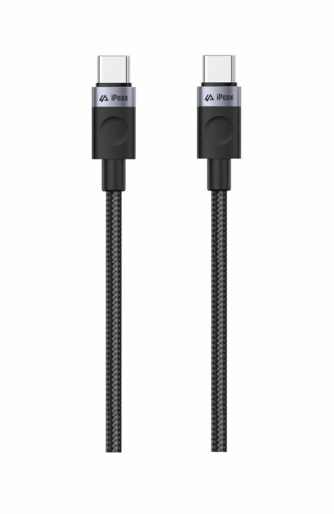 Textilní kabel iPeax USB-C - USB-C 1,5m, USB 2.0 černý - náhled 3