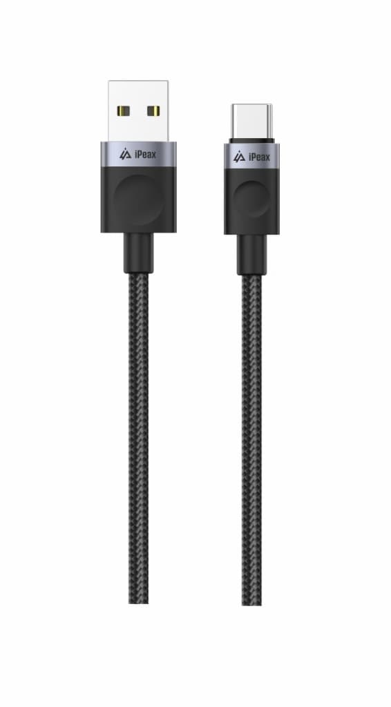 Textilní kabel iPeax USB-A - USB-C 1,5m, USB 2.0 černý - náhled 3