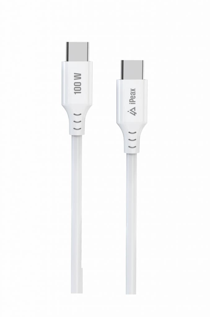 TPU kabel iPeax USB-C - USB-C 1,5m, 5A, 100W bílý - náhled 3