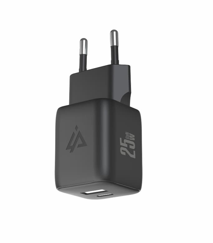 Adaptér iPeax GaN s funkcí rychlonabíjení 25W (USB-C + USB-A) černý - náhled 3